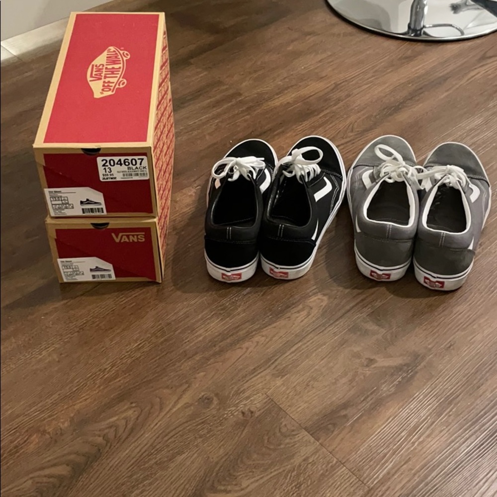 2 Pairs of Old School Vans Black and Gray